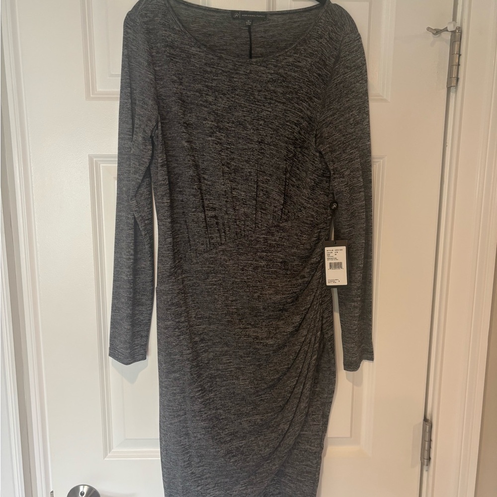Adrianna Papell Charcoal Long Sleeve Dress